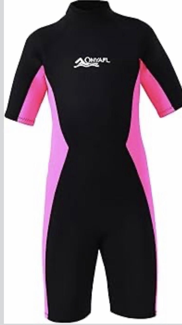 OMYAFL Neoprene Wetsuit in Cold Water Swimming & Surfing Pink Girls 8 New